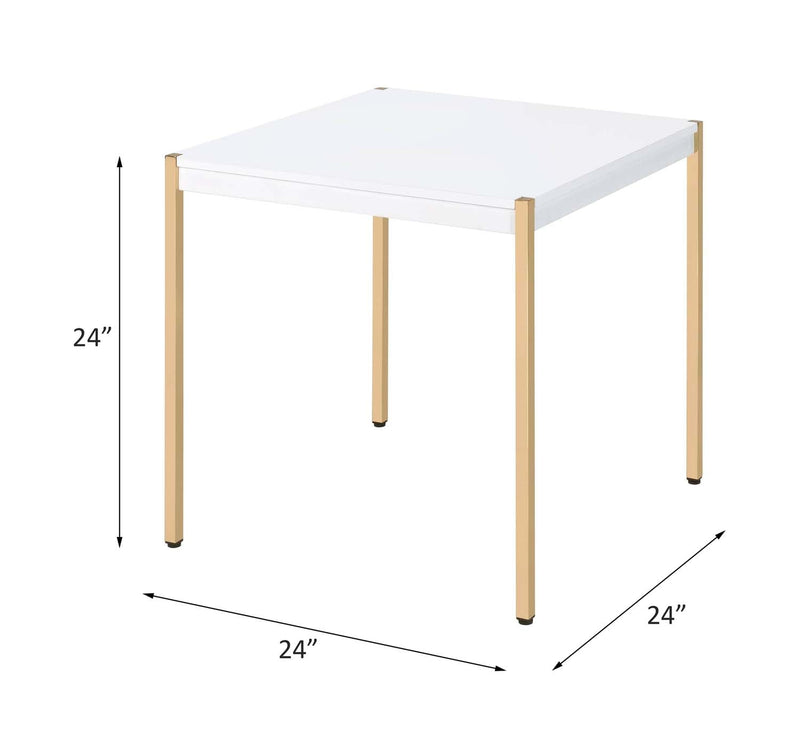 Otrac End Table, White & Gold Finish Acme
