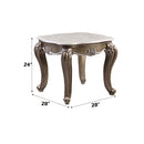 Elozzol End Table, Marble Top & Antique Bronze Finish Acme