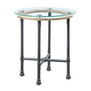 Brantley End Table, Clear Glass & Sandy Gray Finish Acme