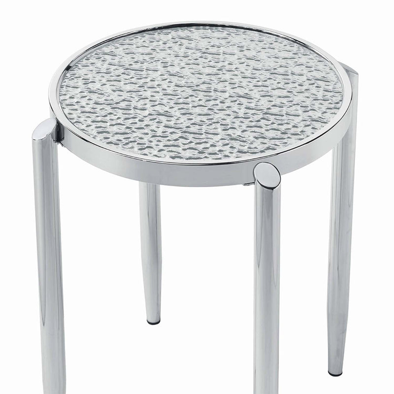 Abbe End Table, Glass & Chrome Finish Acme