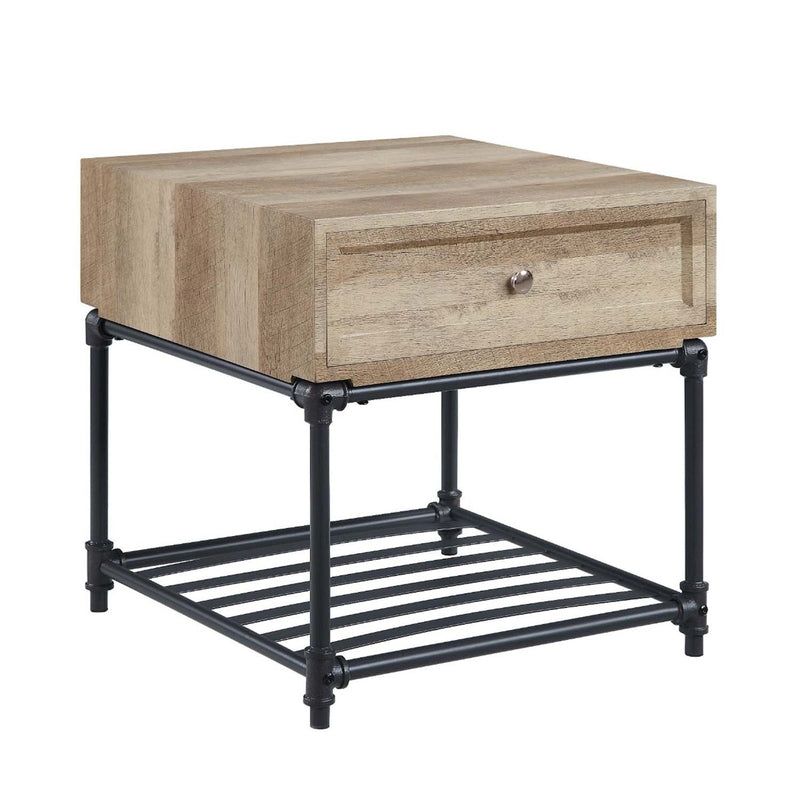 Brantley II End Table, Oak & Sandy Black Finish Acme