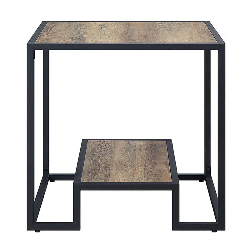 Idella End Table, Rustic Oak & Black Finish Acme