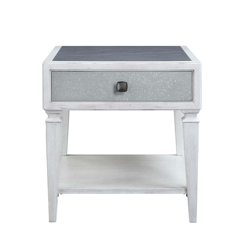 Katia End Table, Rustic Gray & Weathered White Finish Acme