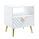 Gaines End Table, White High Gloss Finish Acme