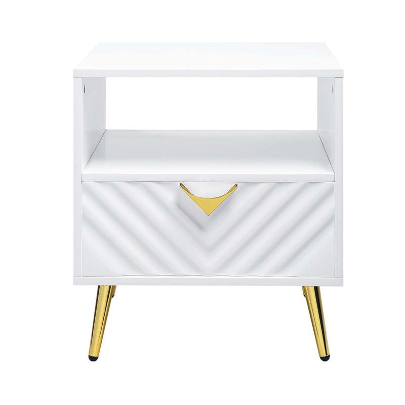 Gaines End Table, White High Gloss Finish Acme