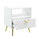 Gaines End Table, White High Gloss Finish Acme