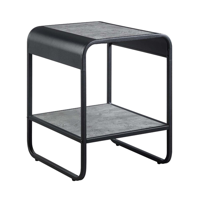 Raziela End Table, Concrete Gray & Black Finish Acme