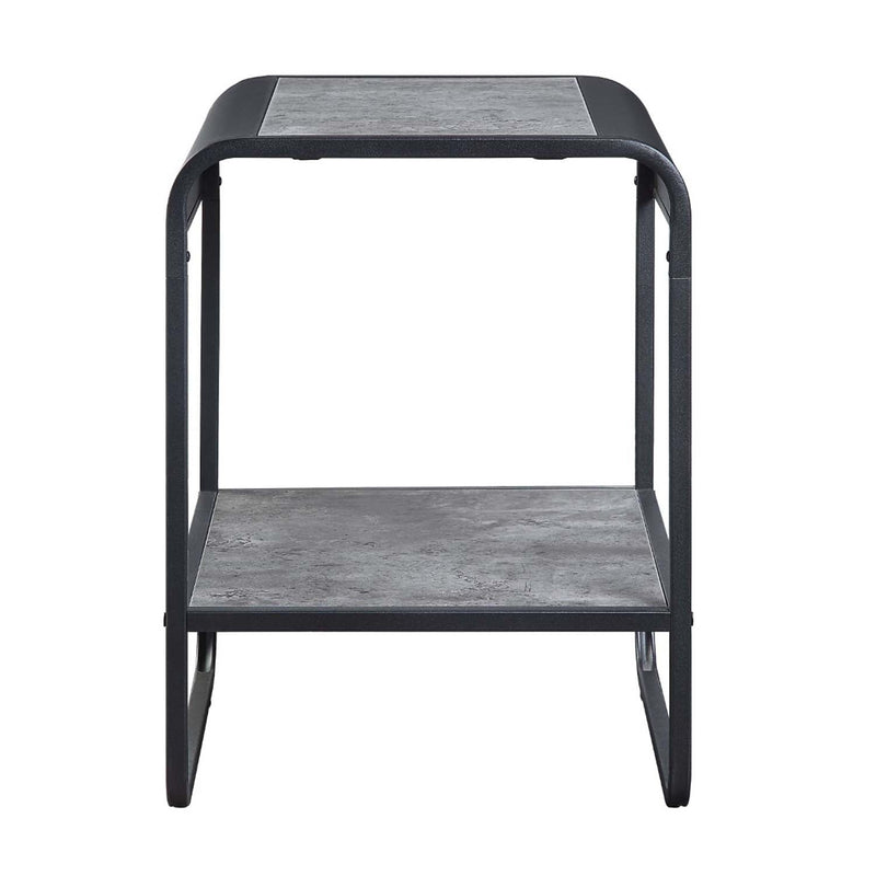 Raziela End Table, Concrete Gray & Black Finish Acme