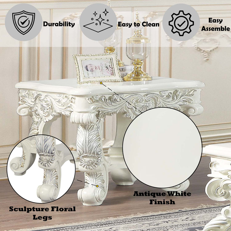 Adara End Table, Antique White Finish Acme