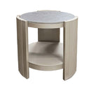 Kasa End Table, Sintered Stone & Champagne Finish Acme