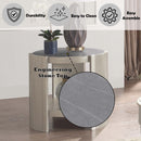 Kasa End Table, Sintered Stone & Champagne Finish Acme