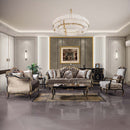 Betria End Table, Engineered Stone Top, Gold & Black Finish Acme