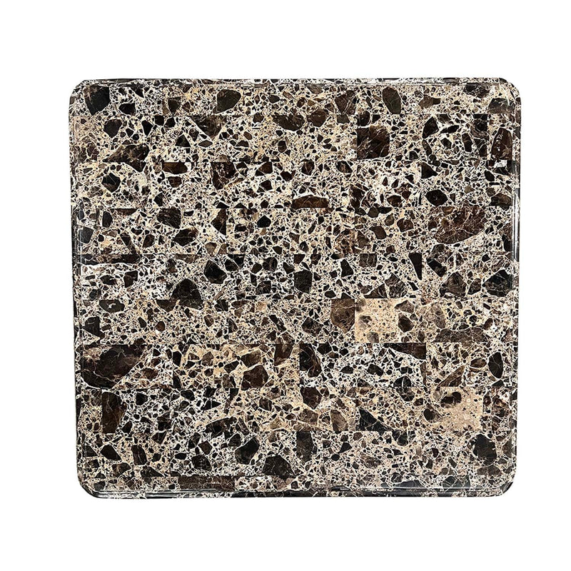 Nayla End Table, Natural Marble Top & Cherry Finish Acme