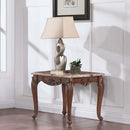 Nayla End Table, Natural Marble Top & Cherry Finish Acme
