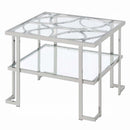 Kalan End Table, Glass & Silver Finish Acme
