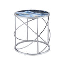 Lyda End Table, Blue Marble Print & Chrome Finish Acme