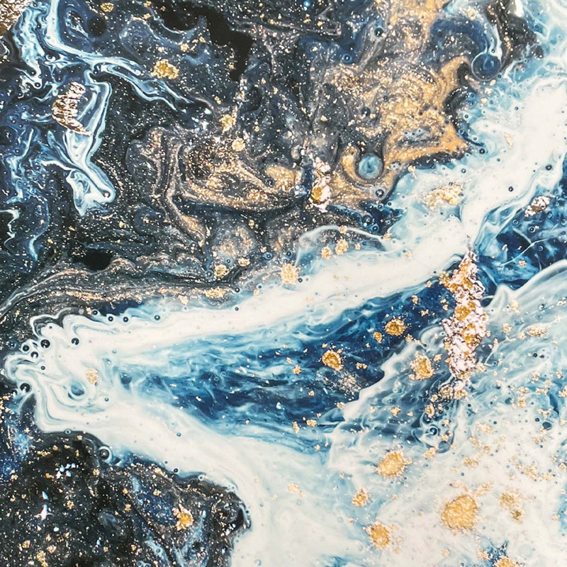 Lyda End Table, Blue Marble Print & Chrome Finish Acme