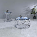 Lyda End Table, Blue Marble Print & Chrome Finish Acme