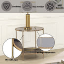 Fiorella End Table, Black Marble Print & Champagne Finish Acme