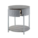 Yukino End Table, Gray High Gloss & Chrome Finish Acme