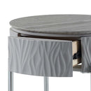 Yukino End Table, Gray High Gloss & Chrome Finish Acme