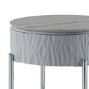 Yukino End Table, Gray High Gloss & Chrome Finish Acme