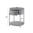 Yukino End Table, Gray High Gloss & Chrome Finish Acme