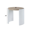 Zoma End Table, Oak & White High Gloss Finish Acme
