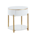 Daveigh End Table, White  High Gloss & Gold Finish Acme