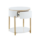 Daveigh End Table, White  High Gloss & Gold Finish Acme