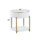 Daveigh End Table, White  High Gloss & Gold Finish Acme