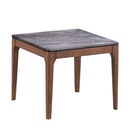 Bevis End Table, Engineered Stone Top & Walnut Finish Acme