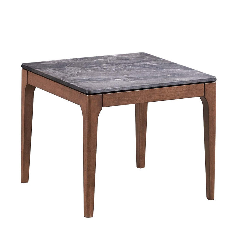 Bevis End Table, Engineered Stone Top & Walnut Finish Acme
