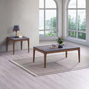 Bevis End Table, Engineered Stone Top & Walnut Finish Acme