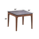 Bevis End Table, Engineered Stone Top & Walnut Finish Acme