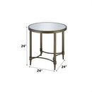 Aditya End Table, Mirrored & Antique Brass Finish Acme