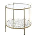 Zaba End Table, Glass Top & Champagne Finish Acme