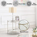 Zaba End Table, Glass Top & Champagne Finish Acme