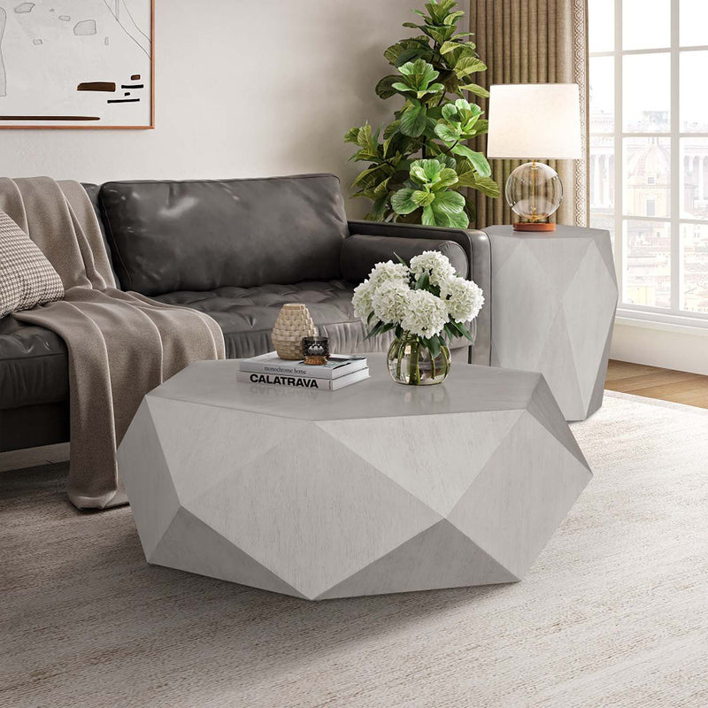 Hanniel End Table, Antique White Finish Acme