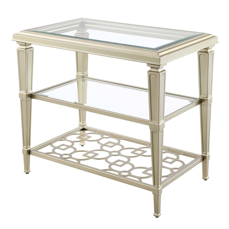 Zaba End Table, Glass Top & Silver Finish Acme