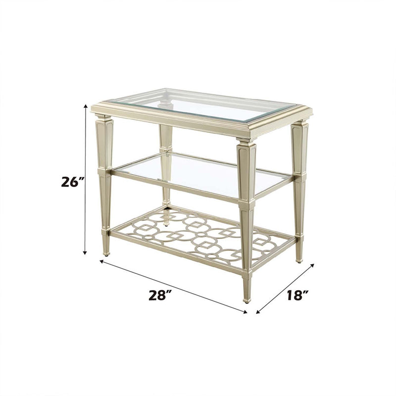 Zaba End Table, Glass Top & Silver Finish Acme