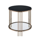 Zaidee End Table, Sintered Stone & Champagne Finish Acme