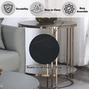 Zaidee End Table, Sintered Stone & Champagne Finish Acme
