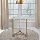 Zaidee End Table, Sintered Stone & Champagne Finish Acme