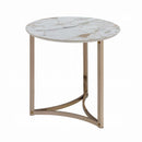 Zaidee End Table, Sintered Stone & Champagne Finish Acme