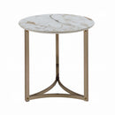 Zaidee End Table, Sintered Stone & Champagne Finish Acme