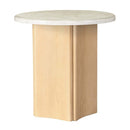 Qwin End Table, Marble Top & Oak Finish Acme