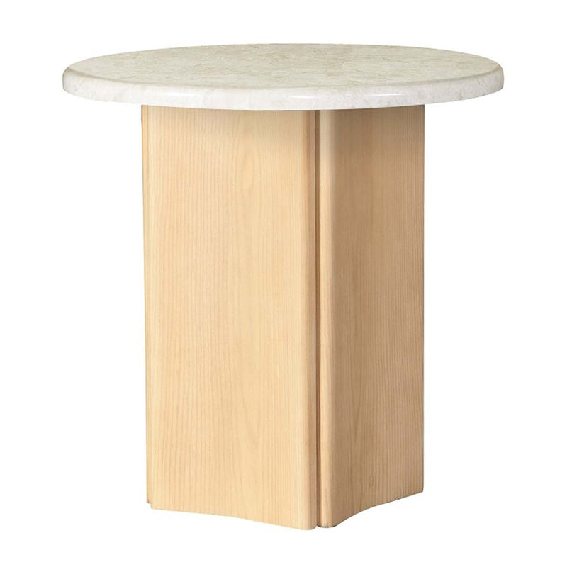 Qwin End Table, Marble Top & Oak Finish Acme