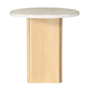 Qwin End Table, Marble Top & Oak Finish Acme