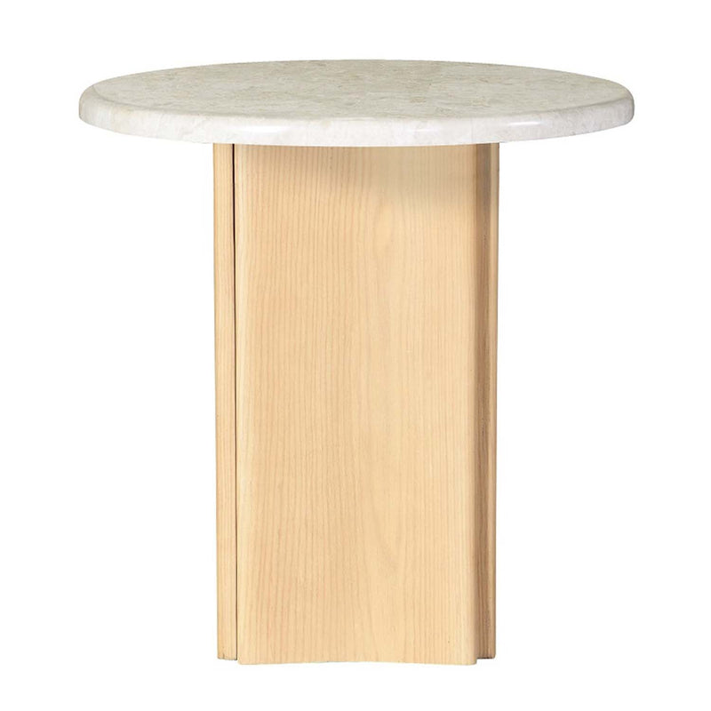 Qwin End Table, Marble Top & Oak Finish Acme